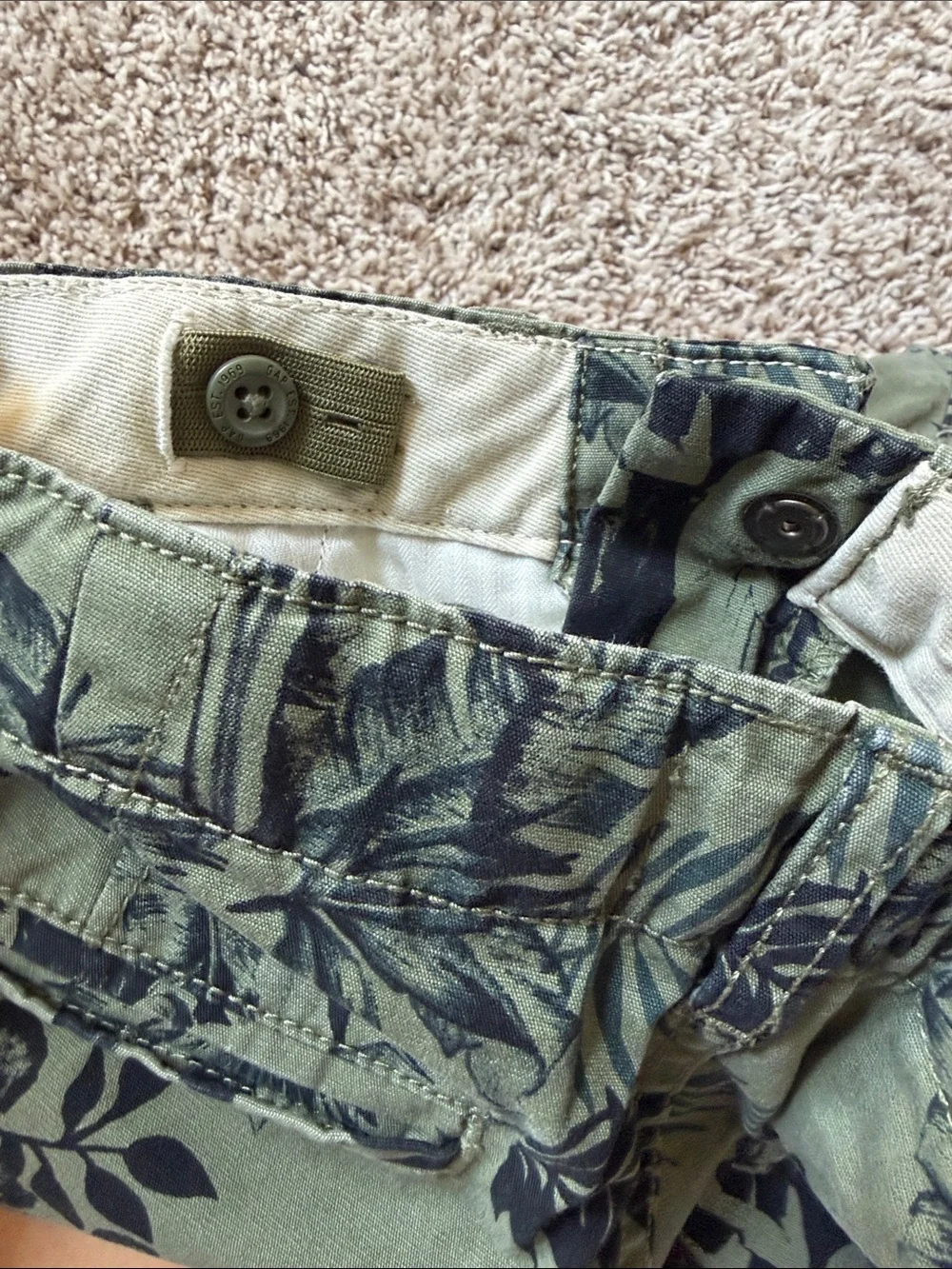 Old Navy Star Wars Green Cargo Shorts with Black Tropical Print